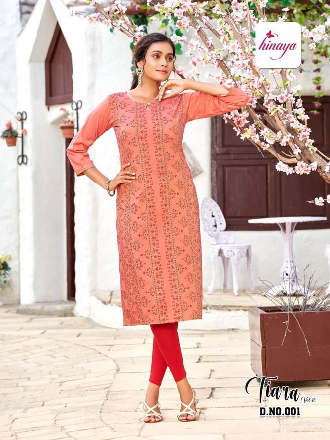 Hinaya Tiara 10 Fancy Ethnic Wear Rayon Printed Kurti Collection